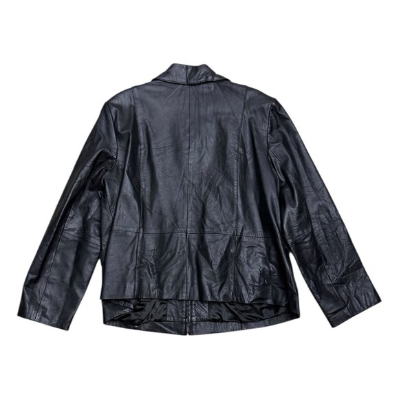 STYLE & CO LEATHER Vintage Casual Y2K Black Designer Jacket Womens 2XL - Picture 4 of 6